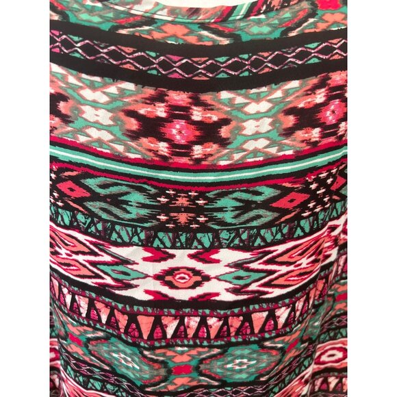 Boho Cold‎ Shoulder Aztec Print Blouse Top Multicolor Pink Green Size M - Picture 3 of 7
